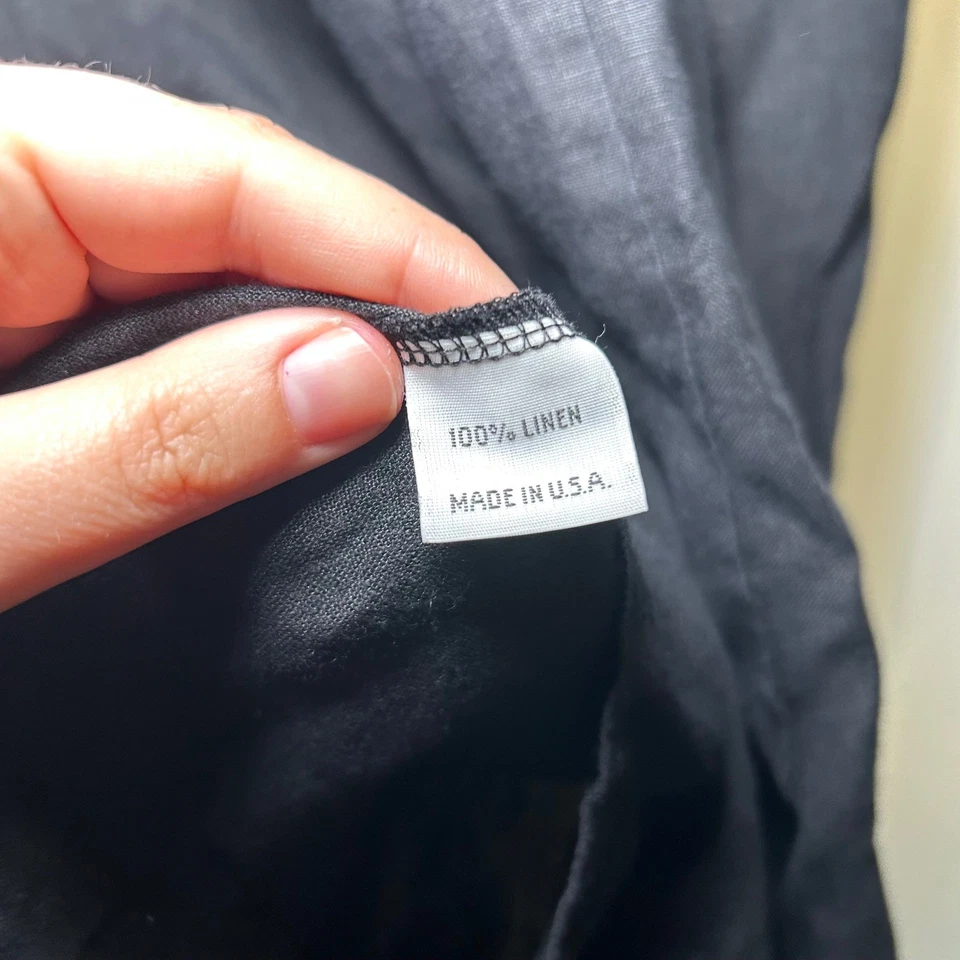 Bryn Walker Negro Maxi Camisa Vestido Mujer 1X Lagenlook Lino Resort Verano Boho Foto 4 de 4