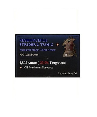 Diablo 4 S14 Resurceful Strider's Tunic 1GA Ancestral Magic Chest Armor Gear