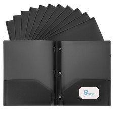 Pocket Folders with Prongs, 24 Pcs Heavy Duty Plastic Paper Folders, Black