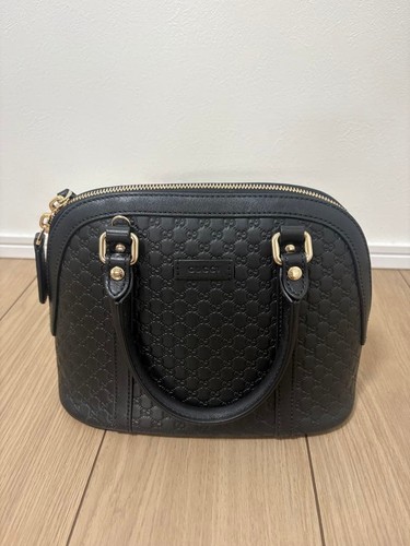 GUCCI Micro Guccissima Leather Hand Bag Navy Blue