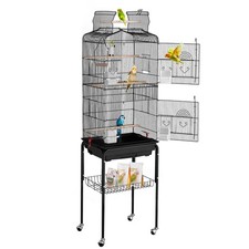 64-inch Open Top Large Parrot Bird Cage with Detachable Rolling Stand for