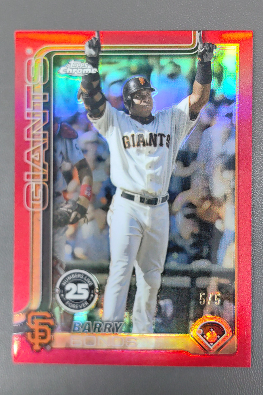 2025 Topps Chrome Barry Bonds Numbers Live Forever Red Rainbow 5/5 #NLF-1 Giants