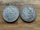 US Morgan Silver Dollars 2 coins circulated details Pre 1904 Lot T1
