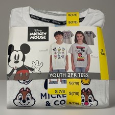 Mickey Mouse And Friends Boys/Girls T-Shirts 2-Pack Short Sleeve-Youth Size 7/8