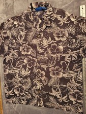OP Ocean Pacific Hawaiian Button Shirt Men Large Y2K Floral Palm Tree Tropical