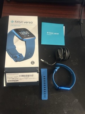Fitbit Versa Lite Smart Watch (S & L bands included) - Marina Blue - Used