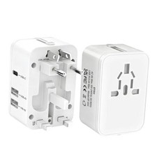 International Travel Plug White Travel Plug Adapter 2 USB A 1 USB C 