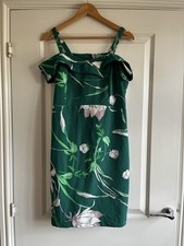 Soon By Matalan Green Floral Cold Shoulder Midi Dress Size 10