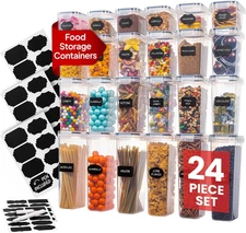 Airtight Food Storage Containers Set w/ Lids Locking System Labels BPA Free 24pk