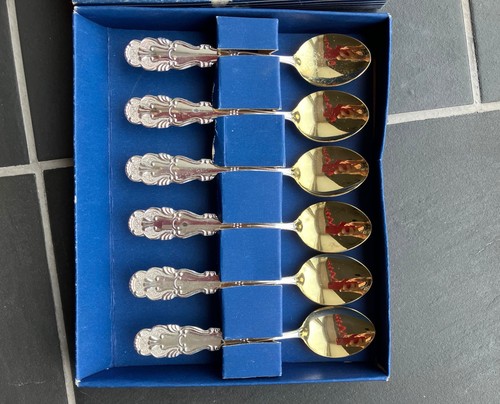 Set of 6 Vintage Swedish Tea Spoons 1970s New Silver Original Box – Excellent - Picture 3 of 3