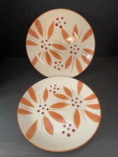 Temptations 10.5” Dinner Plate Old World Vivid Orange Lot of 2 Spice Harvest EUC