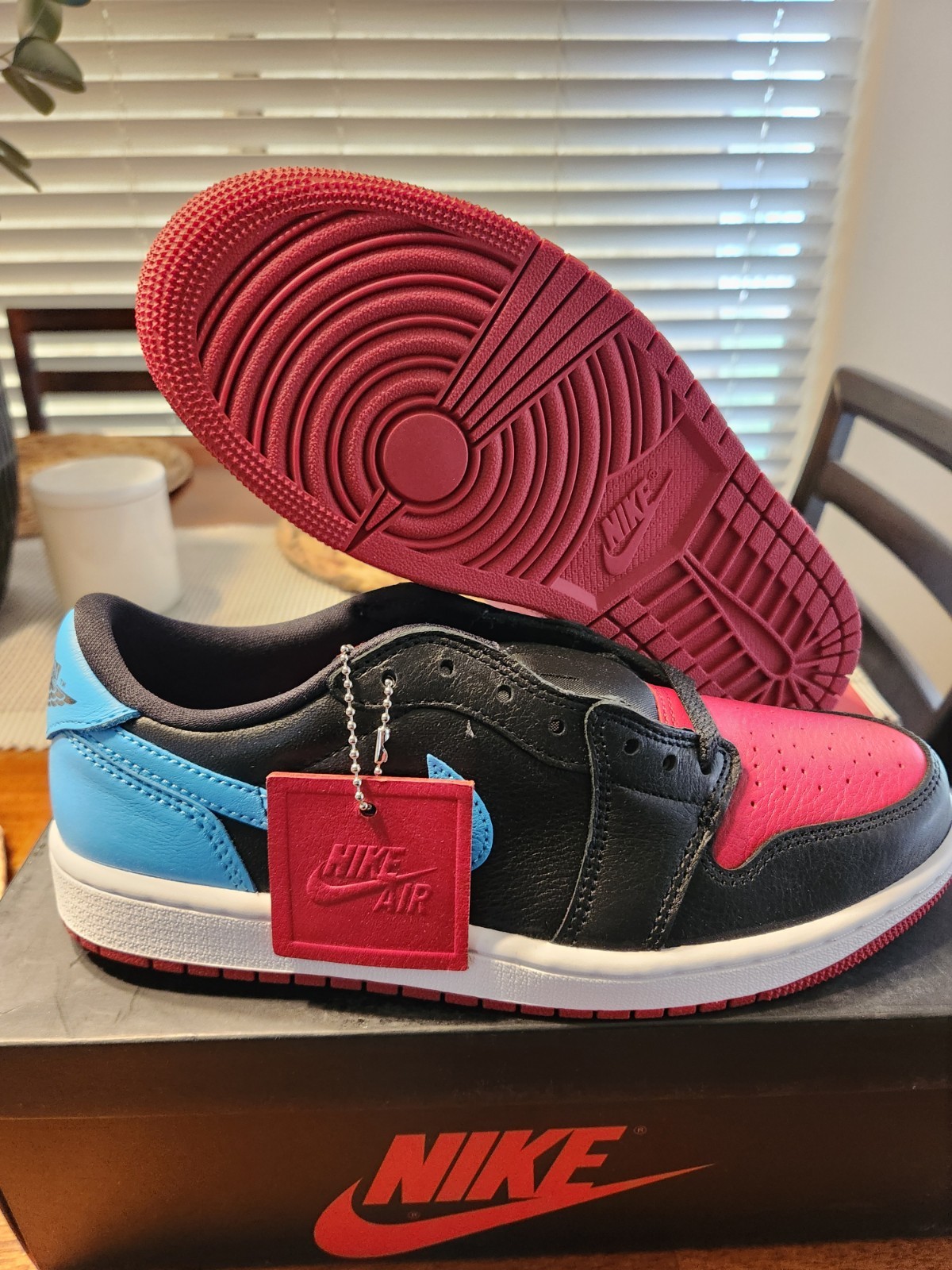 Size 8.5W / 7M - Air Jordan 1 Retro OG Low NC to Chi Black Red Blue (CZ0775-046)