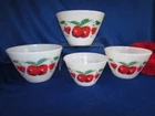 VINTAGE FIRE KING CHERRIES & APPLES NESTING BOWLS COMPLETE SET OF 4 PRISTINE