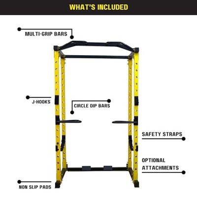HULKFIT MULTI-FUNCTIONAL ADJUSTABLE PRO SERIES POWER RACK POWER CAGE -  YELLOW