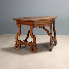 Consolle Barocca Antica Noce Piedi Traforati Italia XVIII Secolo Originale