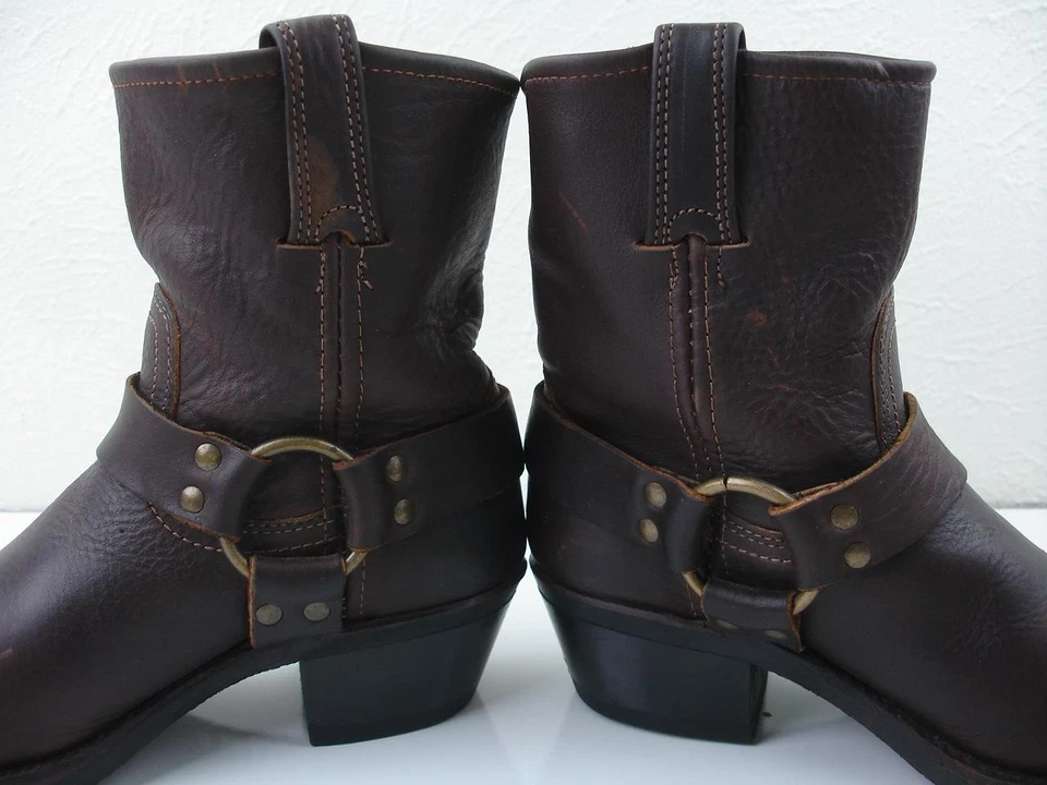 Botas de motocicleta para mujer talla 7,5 M Frye Arnés 8R Cuero Humo Puntera Cuadrada 77455 Foto 2 de 4