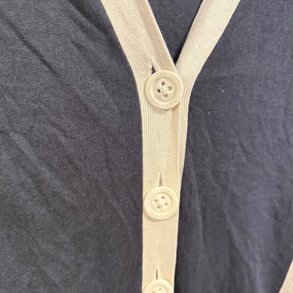 Cárdigan Martin + Osa Azul Blanco Cuello en V Modal Seda Mezcla Cachemira Talla XS Foto 2 de 4