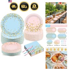 50 Guests Gender Reveal Party Supplies Baby Shower Party Tableware Gender Rev...