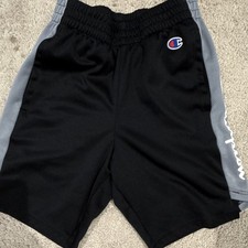 Champion Boys Mesh Athletic Shorts Black Gray S Polyester Drawstring