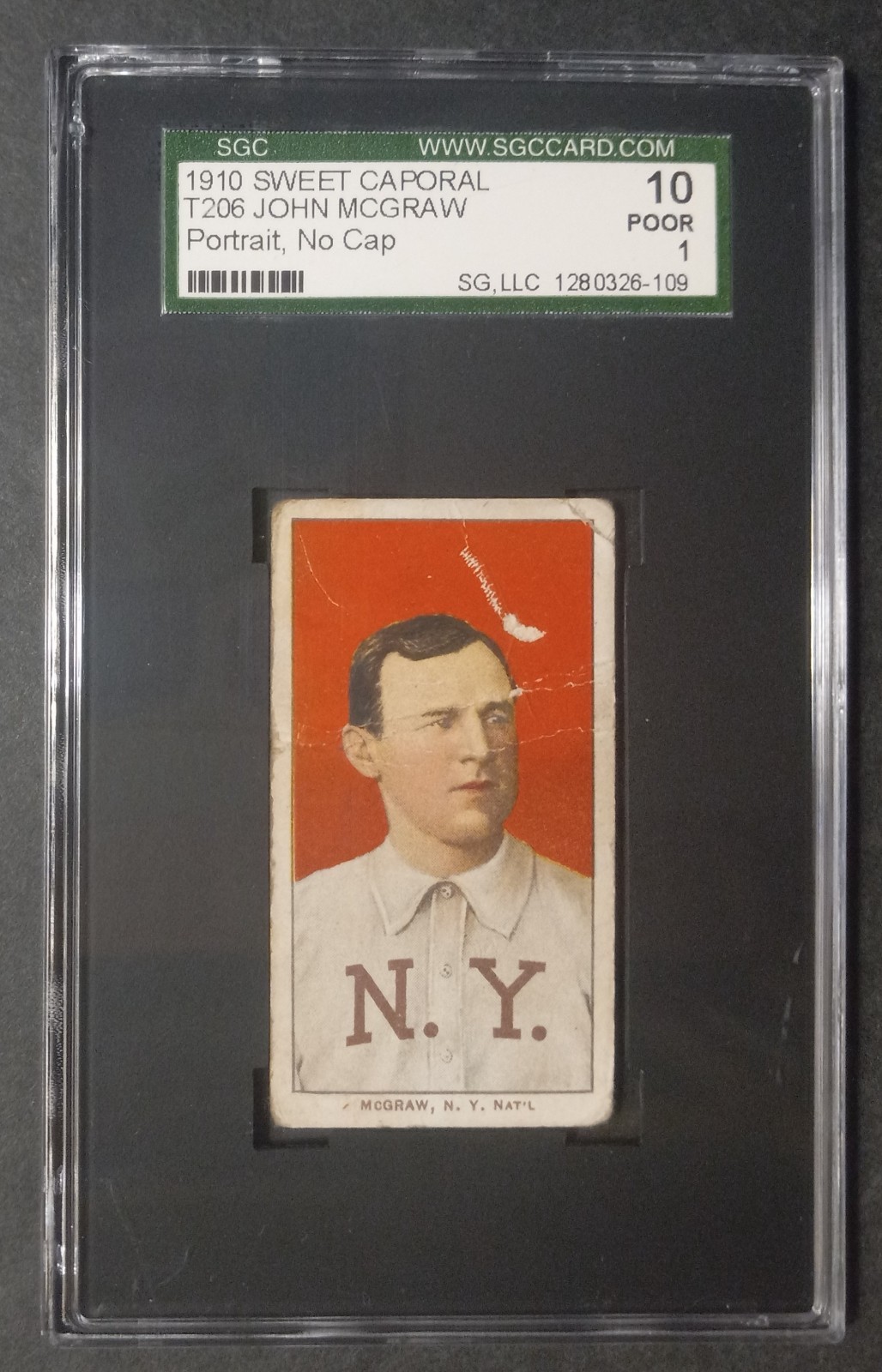 1909-11 T206 - John McGraw - HOF - Sweet Caporal 350/30 - SGC 1 PR