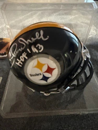 Pittsburgh Steelers Chuck Noll Autographed Mini Helmet HOF93 With 2 COA JSA COA