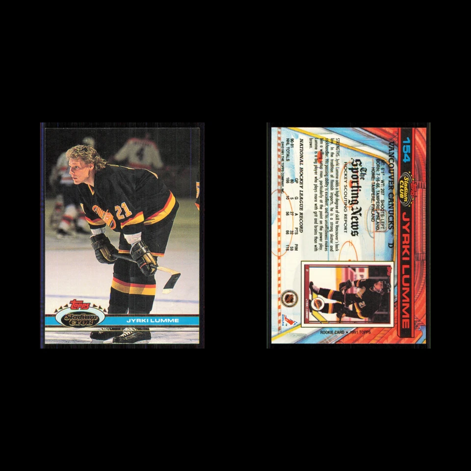 Jyrki Lumme #154 1991 Topps Stadium Club Vancouver Canucks Hockey Card NHL NM - Image 3 of 3