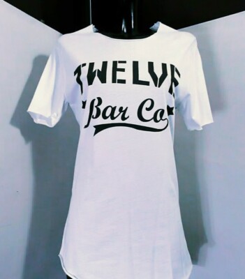 Twelve BAR Co Frau Hemd / Tunic Flamed Weiß Cotton '' Blues Tribute '' U
