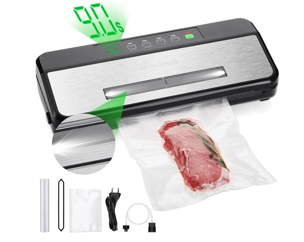 Open Box INKBIRD Food Vacuum Sealer Machine, Sealing-Time Countdown