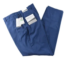 Perry Ellis Portfolio Men Dress Pants New 34 x 30 Blue Plaid Flat Front Slim Fit