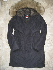 Aritzia Tna Blackcomb Parka Jacket Womens Size S Black Faux Fur Lined Hooded