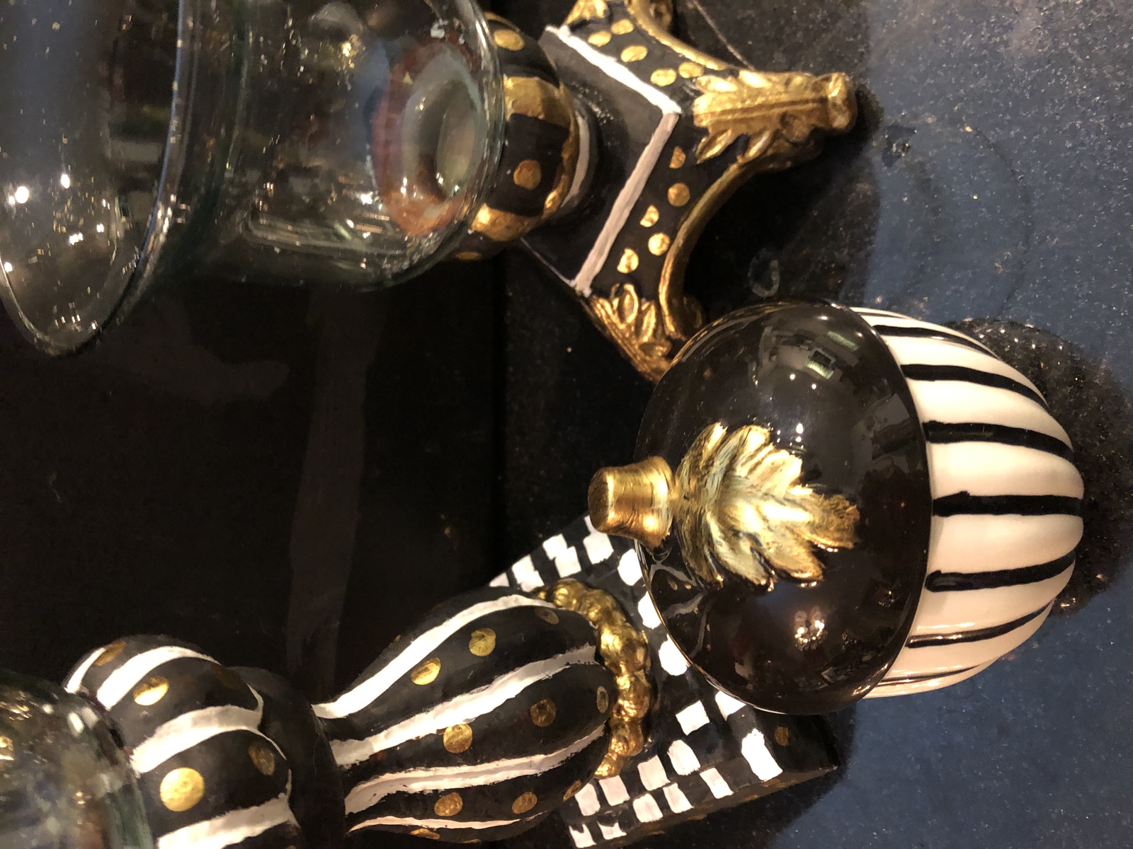 Mackenzie Childs INSPIRED Pair of Courtly Stripe Candle Holders