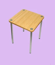 Minimalist Modern Bamboo and Aluminum Side Table