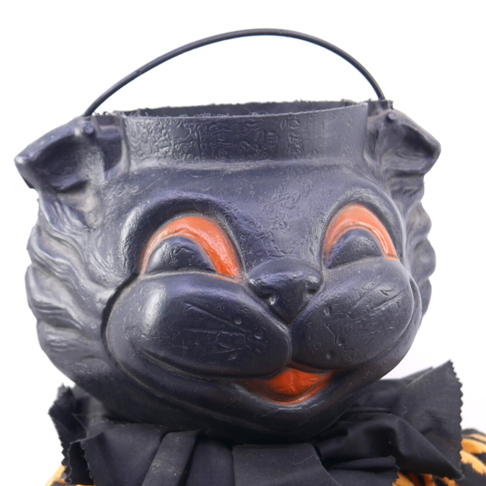 Vintage Black Cat Blow mold head cloth body Pumpkin Halloween eBay