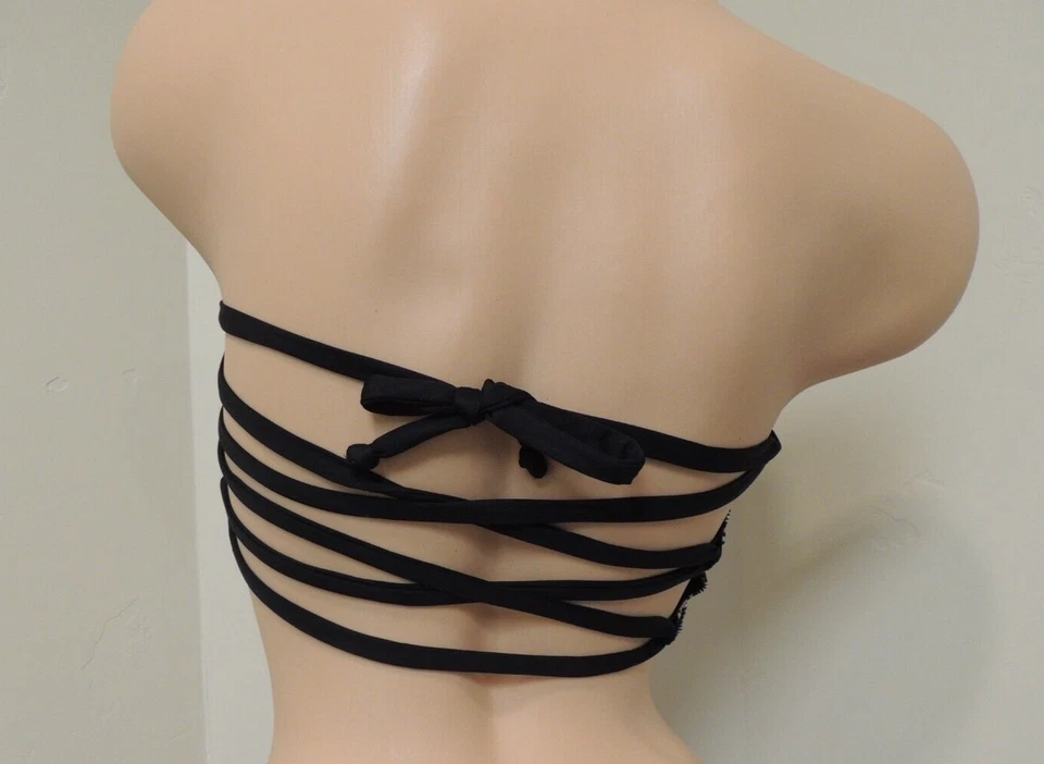 NUEVO Top de bikini L-Space Talla grande Negro/Multicolor Tirantes Reversible Foto 2 de 4