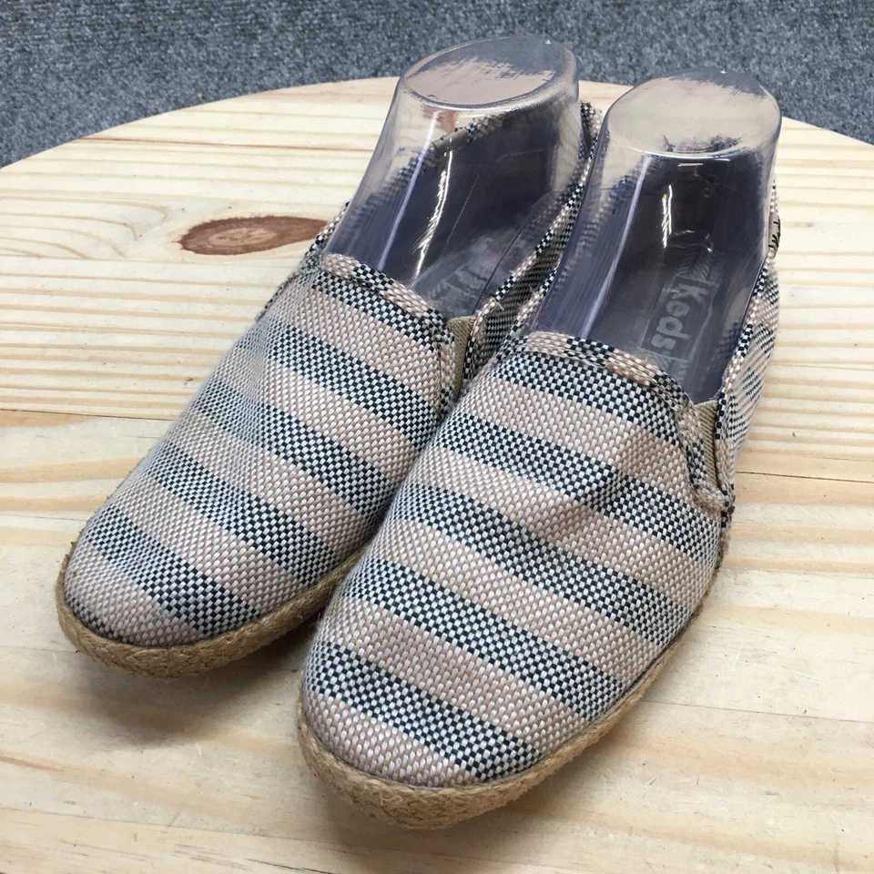 Zapatos Keds Mujer 8 Azul/Beige Rayas Sin Cordones Lona Alpargatas Planas Informales Foto 4 de 4