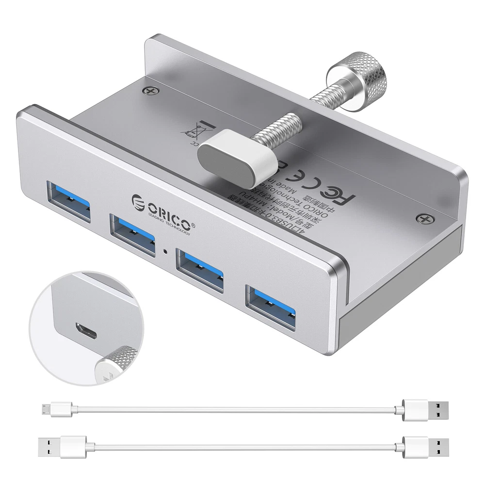 ORICO USB 3.0 Hub Aluminum 4Port USB Hub Clamp Powered USB Splitter A to C Cable