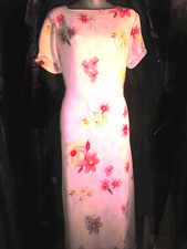 SILKY PINK, FLOWERED, LINED, LONG DRESS