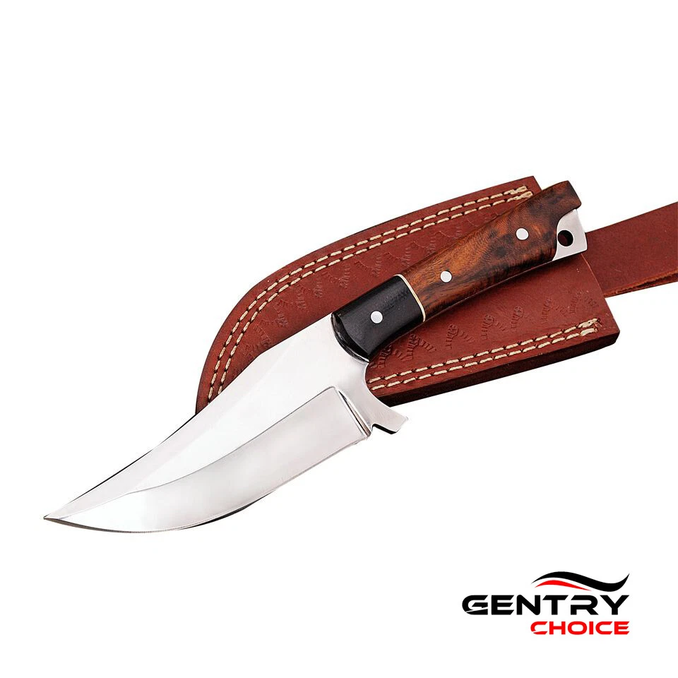 Handmade D2 Stainless Steel Chef Knife Kitchen Skinner Knife with Leather Sheath