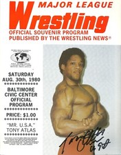 AM755  Mr. USA Tony Atlas  signed Vintage WWWF  Wrestling Program Magazine w/COA