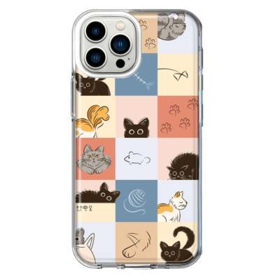 Mundaze Case for Apple iPhone 13 Pro Max Cover Cute Cat Tiles