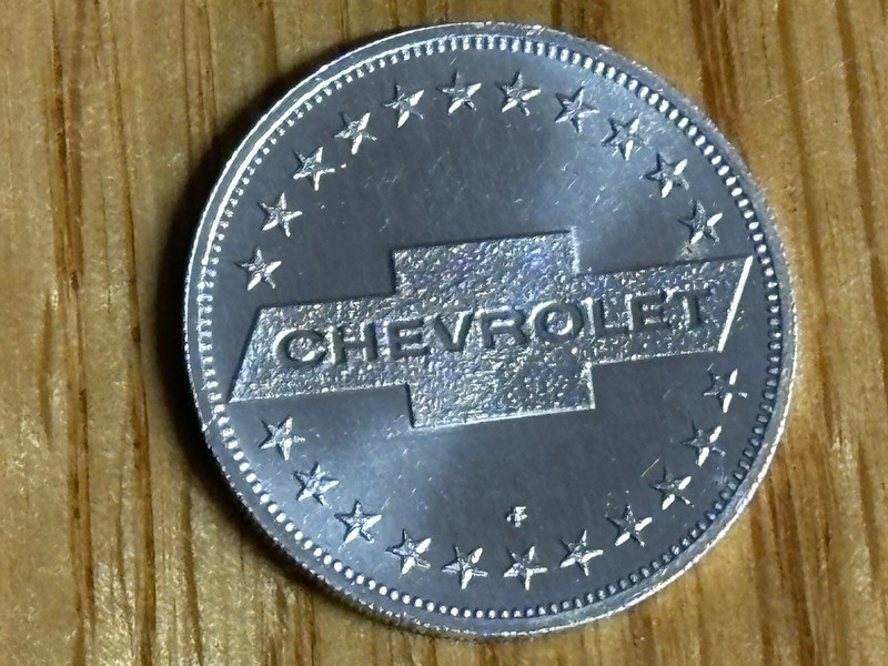 100 - one Hundred - CHEVROLET “ONE CHEVY COIN”  ALUMINUM TOKENS