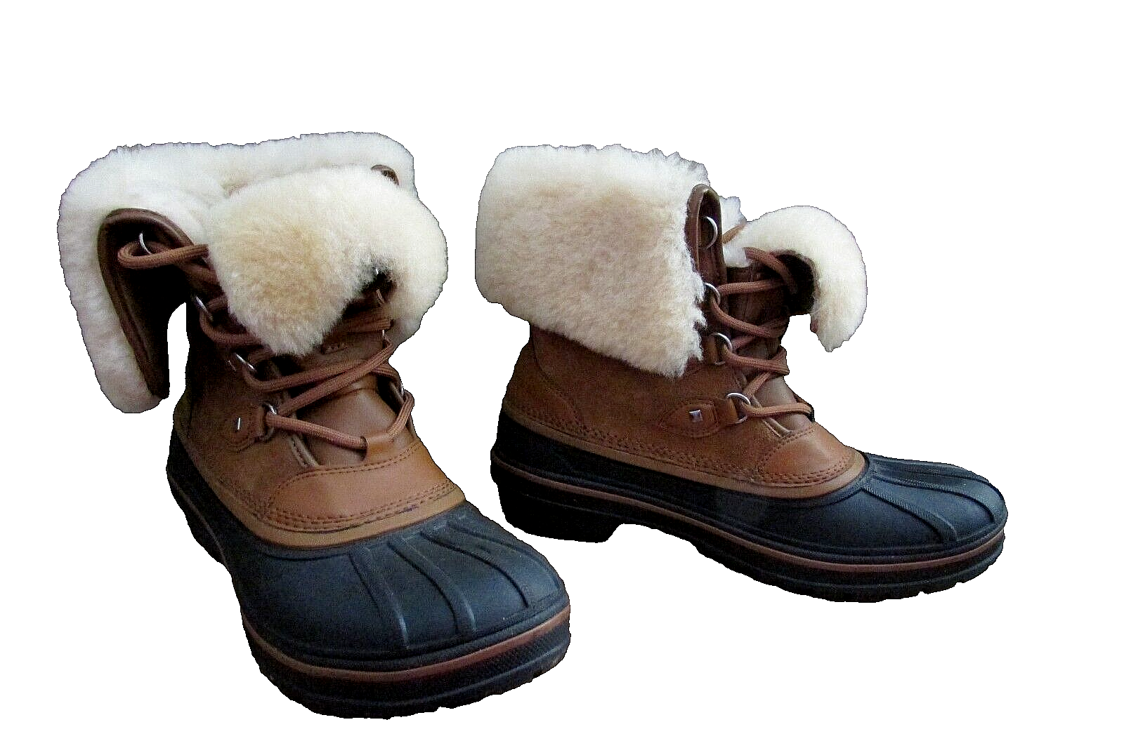 CROCS W8 Leather Allcast II Luxe Comfort Duck Snow Boots Style 203431