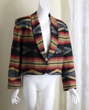 Terry Ward L 10 12 Amazing Art-wear Woven Southwest Indian Shorter Crop Jacket