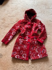 Joe Browns Coat 16 Red Multi Hooded Tapestry Brocade Fairycore Buttons