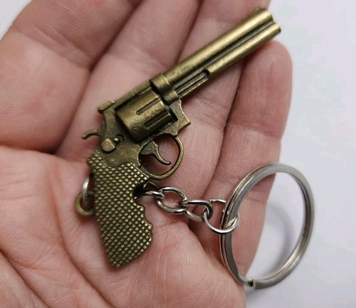 Mini Modell Bronze Revolver Pistole Handpistole Schlüsselanhänger massiv Metall 5 cm UKSeller - Bild 2 von 3