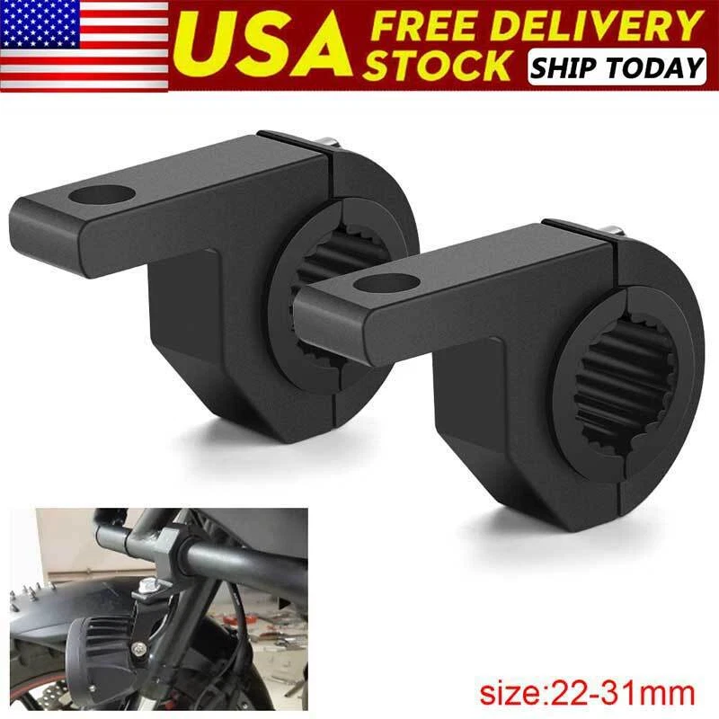 2X Soporte de horquilla de montaje en tubo para motocicleta Soporte de faro Punto Luz antiniebla Soporte de lámpara Foto 2 de 4