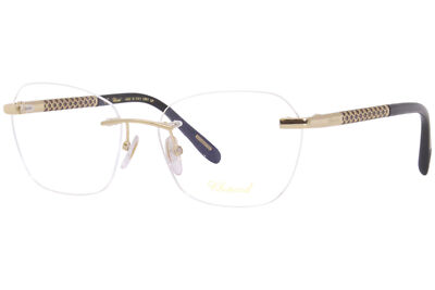 Chopard VCHF47 300 Eyeglasses Frame Women's Gold 23KT Rimless Oval 56mm 