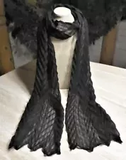 Oblong black woven scarf; Collection Eighteen; NWT; 90 x15; acrylic, polyester