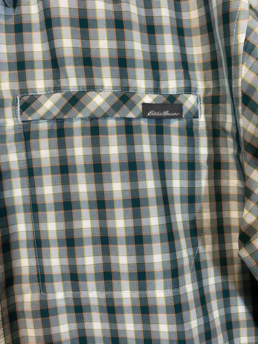 NWOT Eddie Bauer green plaid button up shirt mens large Short Sleeve - Picture 2 of 8