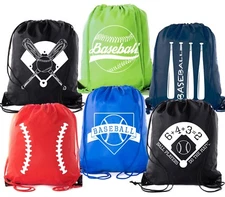 Mato & Hash Boys Drawstring Backpack Baseball Bags 1-10 Pack Bulk Options